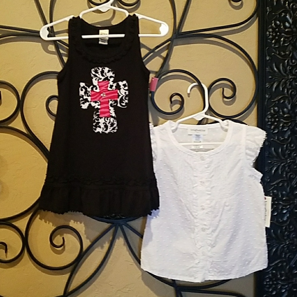 NWT Baby Girls Cross Tank Top and White Blouse